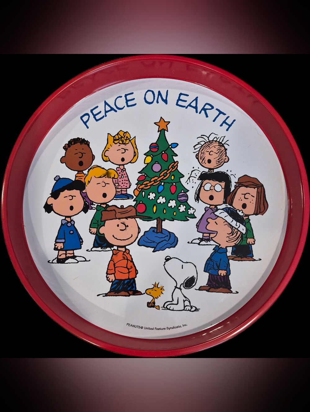 🎄 Vintage Peanuts Charlie Brown “Peace on Earth” Christmas Plate/Tray